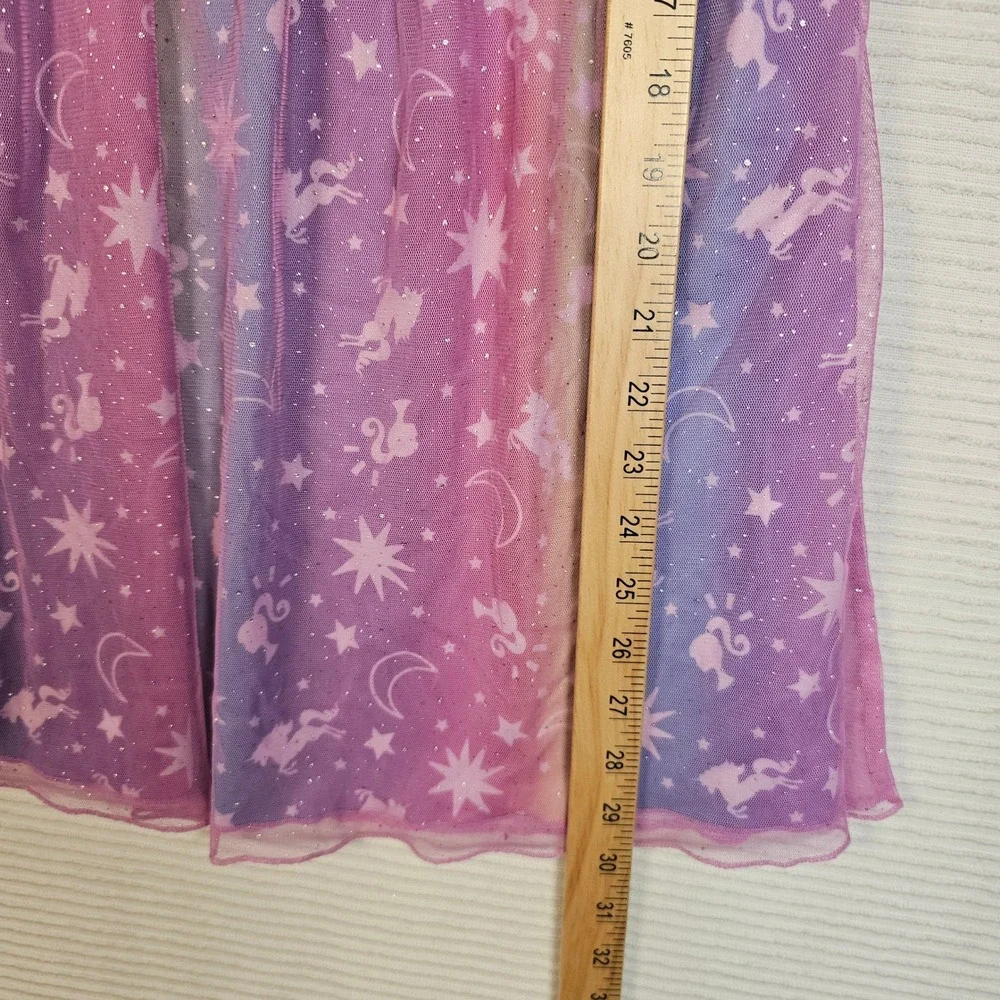 Barbie Girls Pink Purple Celestial Unicorn Nightgown Sleep Dress Size 8